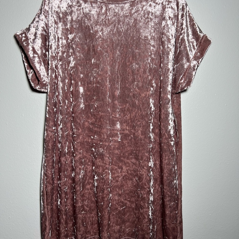 Blush Pink Crushed Velvet Shirt Dress